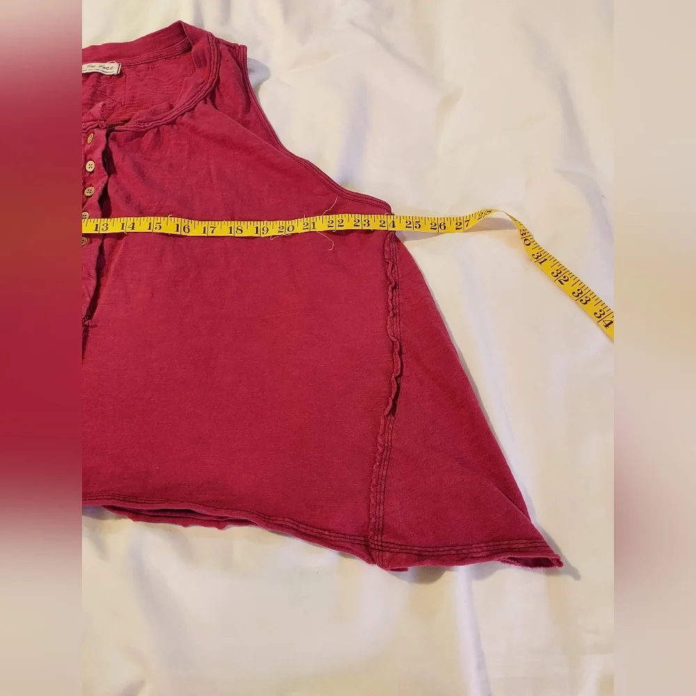 Free People Henley Magenta Flowy Cotton Sleeveless Summer Top